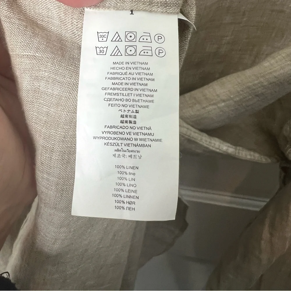 MICHAEL KORS Linen Long Sleeve Shirt in Tan Size XXL